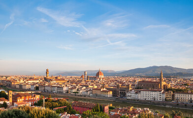 Beautiful Florence cityscape at early morning, sunrise time. Florence, Italy.