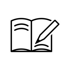 writing symbols open book line icons and pencils. design vector illustration