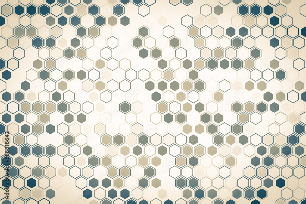 Poster futuristic tech illustration with hexagonal elements. abstract hexagon background.