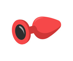 Vector illustration of sex toy on a white background. Symbol of the red item for relaxes, sex, and wellness. Template for a sex shop or erotic site.