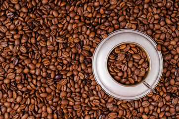 Roasted coffee beans.