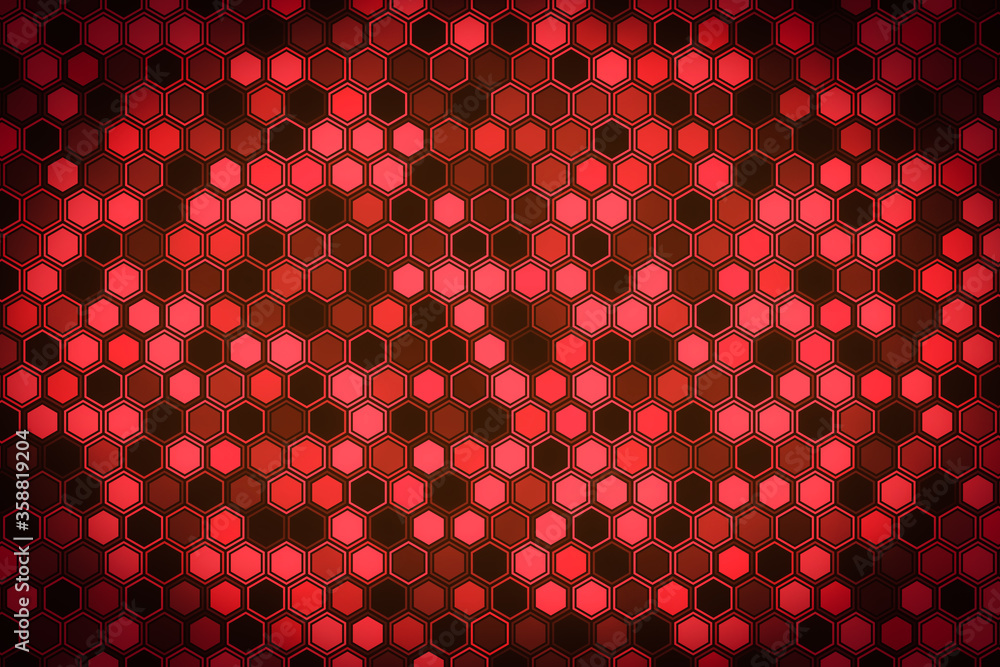 Poster futuristic tech illustration with hexagonal elements. abstract hexagon background.