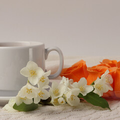 vintage romantic style background and tea cup
