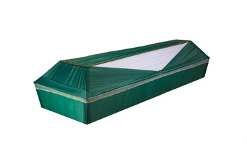 Coffin made of wood. Isolated on a white background.