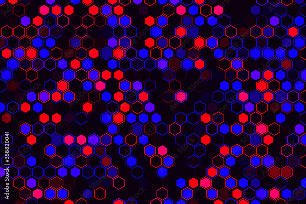 Poster futuristic tech illustration with hexagonal elements. abstract hexagon background.