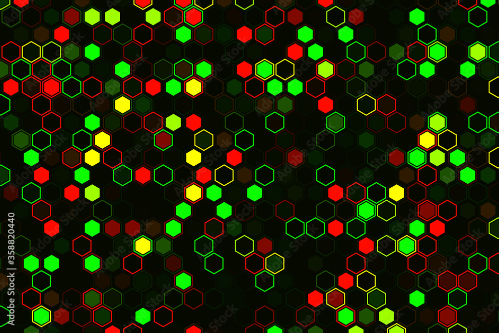 Poster futuristic tech illustration with hexagonal elements. abstract hexagon background.