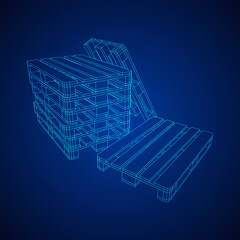 Cargo pallet for warehouse. Logistics shipping concept. Wireframe low poly mesh vector illustration.