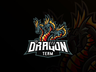 Dragon mascot sport logo design