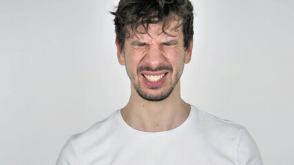 Portrait of Upset Young Casual Man Reacting to Failure and Problem