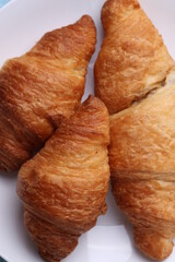 delicious french croissants close up shoy