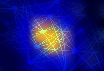 Dark Blue, Red vector background with forms of artificial intelligence.