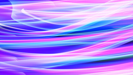 Beautiful bright motley purple pink abstract energetic magical cosmic fiery neon texture from lines and stripes, waves, flames with curves and twists on a black background and copy space. Vector