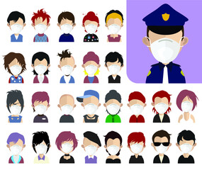 People wearing a medical mask Corona virus prevention. 