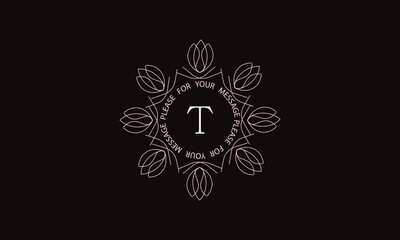Elegant calligraphic ornament with the letter T. Monogram in brown. Business sign is identical for a boutique, jewelry, restaurant, cafe, hotel, labels.