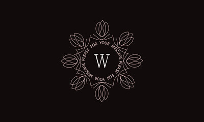 Elegant calligraphic ornament with the letter W. Monogram in brown. Business sign is identical for a boutique, jewelry, restaurant, cafe, hotel, labels.