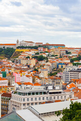 Fototapeta na wymiar It's Beautiful panoramic view of Lisbon, Portugal. Lisbon is the westernmost large city Europe and the seventh-most-visited city in Southern Europe