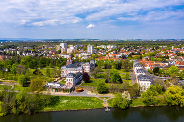 Fototapeta na wymiar Aerial view, Philippsruhe Castle, Hanau, Hesse, Germany