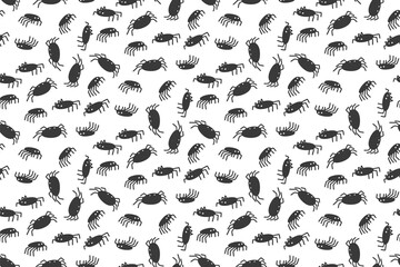 Halloween background seamless pattern spiders. Vector illustration doodle style