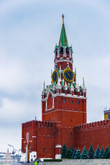 It's Savior tower of Kremlin on the Red Square in Winter