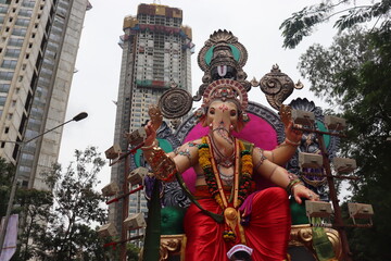 Mumbai, Maharashtra/India- June 14 2020: People of Mumbai celebrating Hindu festival of Ganeshotsav.