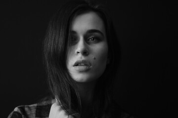 Fototapeta premium black and white portrait of young girl