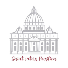 Architecture of Saint Peters Basilica in Vatican City in Italy.  Renaissance style Architecture