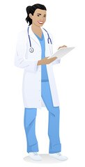 Smiling female doctor standing with tablet