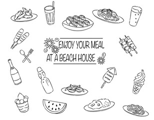 海の家　食べ物　アイコン　ライン