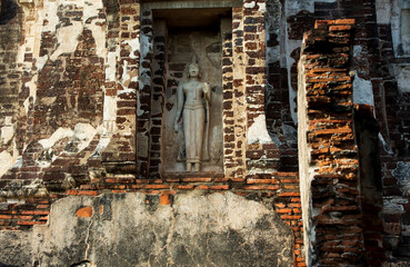 Old and damaged Buddha at Wat Ratchaburana, Phra Nakhon Si Ayutthaya thailand