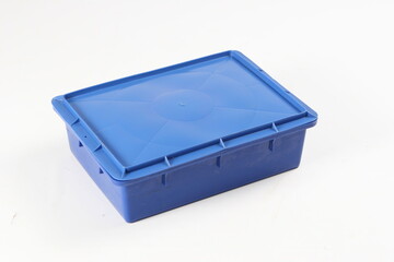 Blue plastic box, container for storing and transferring fruits and vegetables, food, for storing things, on a white background, online store