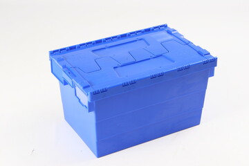 Blue plastic box, container for storing and transferring fruits and vegetables, food, for storing...
