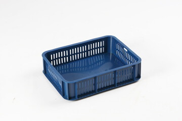 Blue plastic box, container for storing and transferring fruits and vegetables, food, for storing...