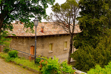 Fototapeta na wymiar Architecture of the Historic Centre of San Marino. UNESCO World Heritage since 2008