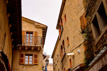 Fototapeta na wymiar Architecture of the Historic Centre of San Marino. UNESCO World Heritage since 2008
