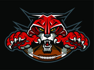 wildcats football team design with half ball and mascot for school, college or league