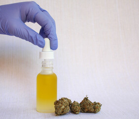 CBD oil in a matte glass bottle for therapeutic use