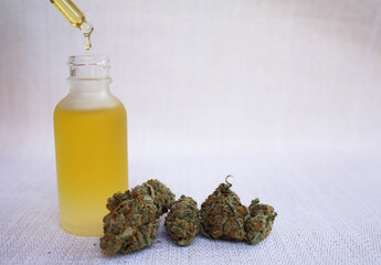 CBD oil in a matte glass bottle for therapeutic use