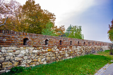 It's Wall around the Belgrade Fortress (Stari Grad). Belgrade Fortress - Monument of Culture of...