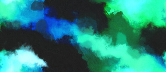 Obraz na płótnie Canvas abstract watercolor background with watercolor paint with turquoise, light sea green and very dark blue colors. can be used as web banner or background