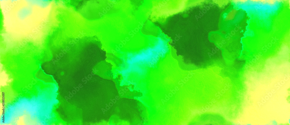 Poster abstract watercolor background with watercolor paint with khaki, neon green and forest green colors.