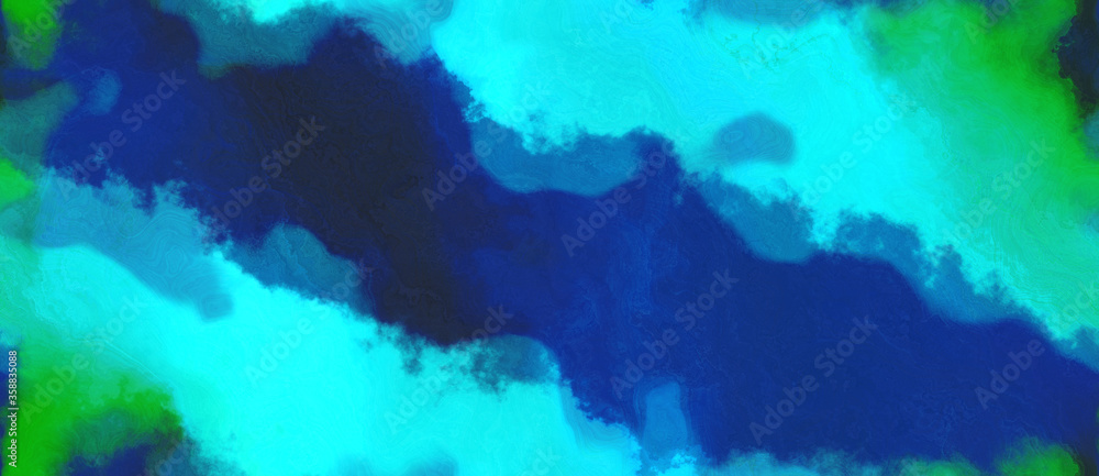 Poster abstract watercolor background with watercolor paint with midnight blue, bright turquoise and forest
