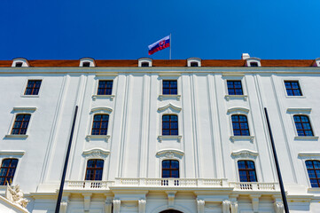 Architecture of Bratislava, capital of Slovakia, which lays on both banks of the Danube River and the left bank of the Morava River.