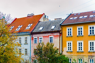 Fototapeta na wymiar Houses of different colors in Bratislava, Slovakia