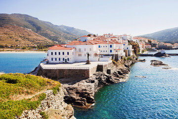 Andros island, Cyclades, Greece. Travel, tourist destination, vacations concept