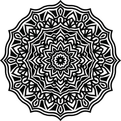 Vector mandala art or circular pattern for decoration elements, meditation poster, stress relief, henna, adult coloring book page, decoration card.
