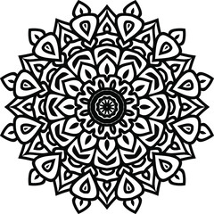 Vector mandala art or circular pattern for decoration elements, meditation poster, stress relief, henna, adult coloring book page, decoration card.
