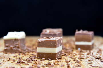 pieces of chocolate - Pralines On a plate