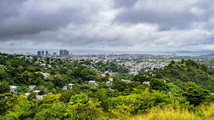 Fototapeta na wymiar It's Panoramic view of Port of Spain, Trinidad and Tobago