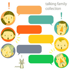 ３世代ファミリーのアイコン風イラストセット オンラインチャット風吹き出し付き Wall Mural Atelier Fmika