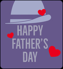 Happy father's day wishes greeting card on abstract background with colorful hearts and hat pattern, graphic design illustration wallpaper